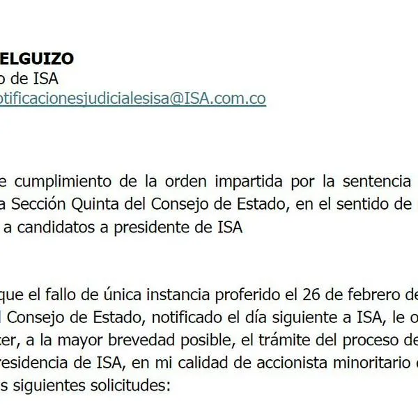 Alertan que suspensión del contrato de Carrillo en ISA sería jugada para alargar el proceso
