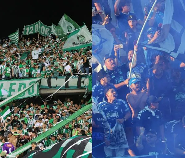 Hinchas de Millonarios y Nacional hoy.