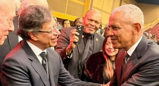 Así fue la foto de Gustavo Petro con Barack Obama, en el funeral de Jesse Jackson