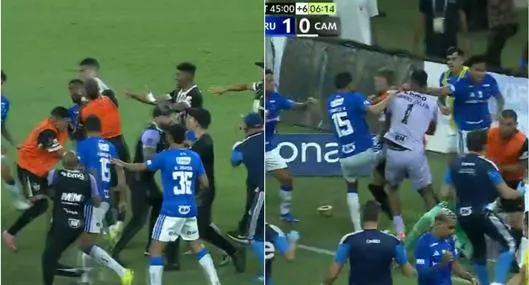 Pelea entre jugadores de Cruzeiro y Atlético Mineiro terminó con 23 expulsados