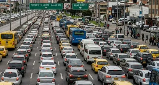 Trancón autopista norte hoy Bogotá por grave accidente que dejó carro destruido