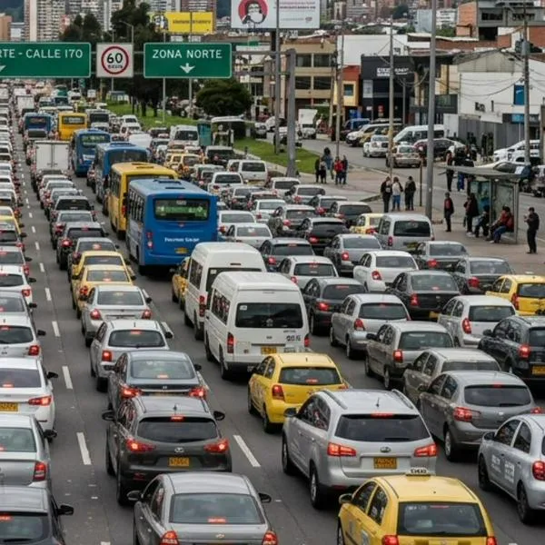 Trancón autopista norte hoy Bogotá por grave accidente que dejó carro destruido