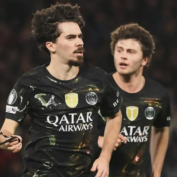 Jugadores del PSG celebrando el la victoria 5-2 contra Chelsea por Champions League