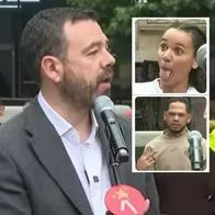 Gestos de capturados en Bogotá ante cámaras durante evento con Carlos Galán