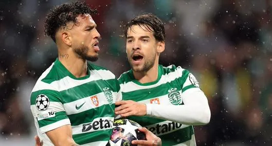 Luis Javier Suárez celebrando su gol en la victoria del Sporting Lisboa contra Bodo/Glimt en Champions League