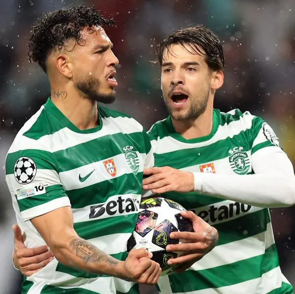 Luis Javier Suárez celebrando su gol en la victoria del Sporting Lisboa contra Bodo/Glimt en Champions League