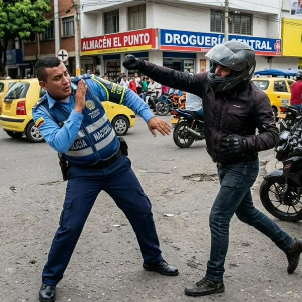 Motociclista cogió a patadas a agente de tránsito con discapacidad en Cúcuta 