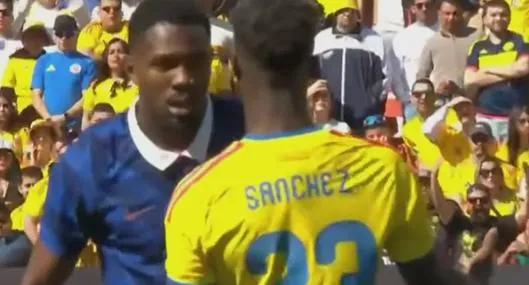 Dávinson Sánchez y Marcus Thuram, a los empujones: discusión en Colombia contra Francia