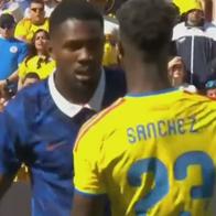 Dávinson Sánchez y Marcus Thuram, a los empujones: discusión en Colombia contra Francia