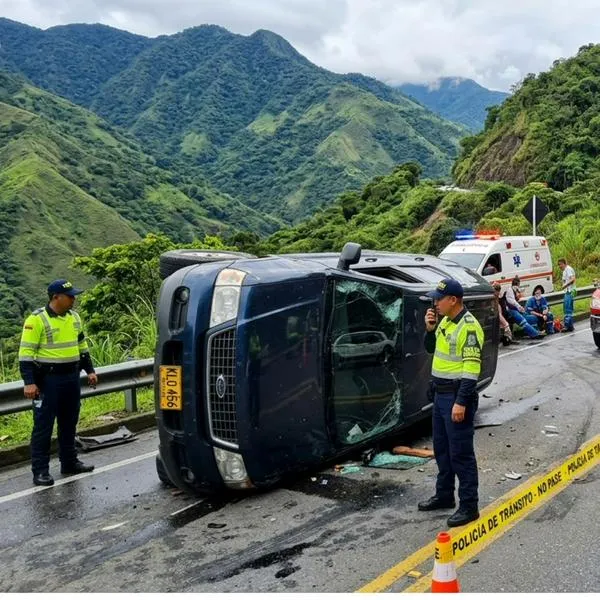 Accidente de tránsito en Antioquia carro se volcó y dejó heridos en plan retorno