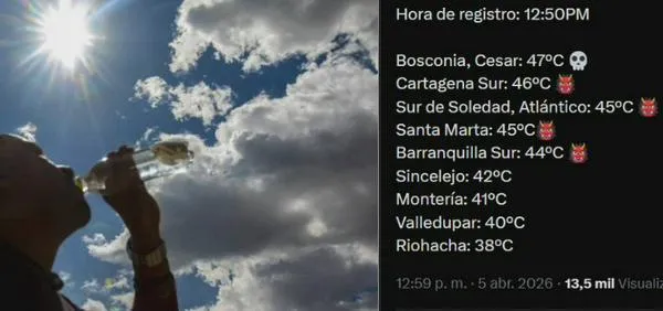 ¡Calor insoportable! Domingo con sensación térmica por encima de los 45 grados en varios pueblos del Cesar
