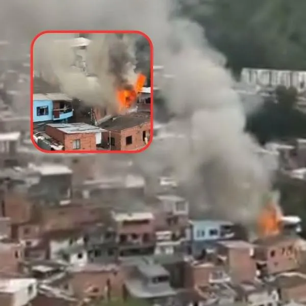 Así se vio el incendio en la Comuna 13 de Medellín este 10 de abril