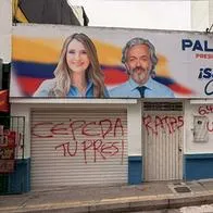 Así fue ataque a sede de Paloma Valencia en Bucaramanga, con insultos y grafiti sobre Iván Cepeda