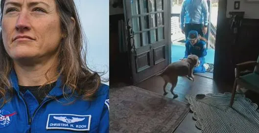 El conmovedor momento del reencuentro de astronauta Christina Koch con su mascota Sadie