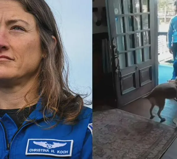 El conmovedor momento del reencuentro de astronauta Christina Koch con su mascota Sadie
