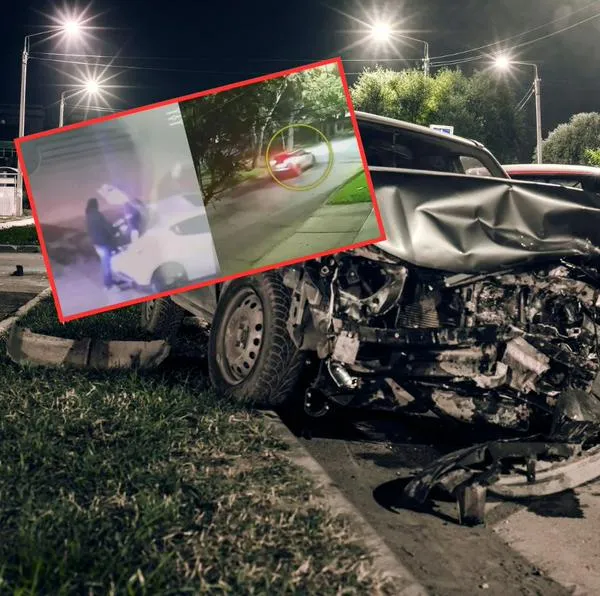 En el recuadro, imagen del accidente en el que un hombre murió atropellado por su amigo, quien huía de unos ladrones en Chile