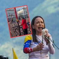 Así recibieron a María Corina Machado en la Puerta del Sol de Madrid, España