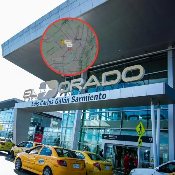En círculo, el mapa que muestra el incidente que vivieron dos aviones cuando iban a aterrizar en el aeropuerto El Dorado