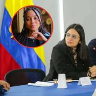 Angie Rodríguez (fondo) junto con Gustavo Petro, cuando hacía parte del Gobierno. Criticó recientemente a Juliana Guerrero (círculo)