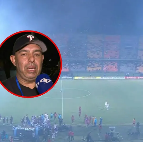 Camarógrafo casi sufre tragedia por bengala en Medellín vs Flamengo en Atanasio