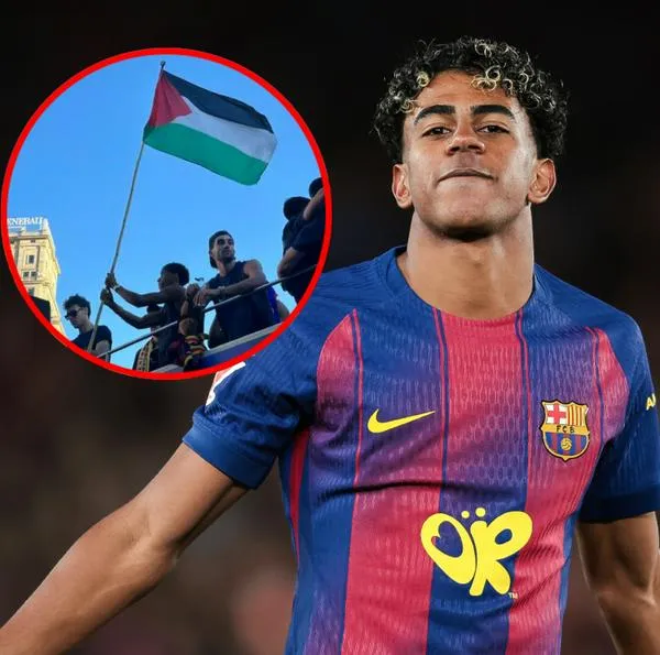 Video: Lamine Yamal agita bandera palestina en desfile del Barça campeón de Liga