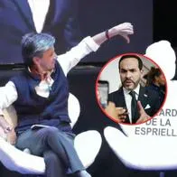Momento en el que Claudia López pone un pulgar abajo al puesto vacío de Abelardo de la Espriella
