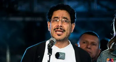 Pre-presidential candidate Ivan Cepeda Castro gives a speech during a rally in Bogota, Colombia, on January 20, 2026. (Photo by Sebastian Barros/NurPhoto via Getty Images)