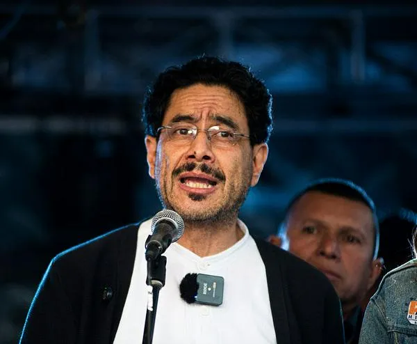Pre-presidential candidate Ivan Cepeda Castro gives a speech during a rally in Bogota, Colombia, on January 20, 2026. (Photo by Sebastian Barros/NurPhoto via Getty Images)