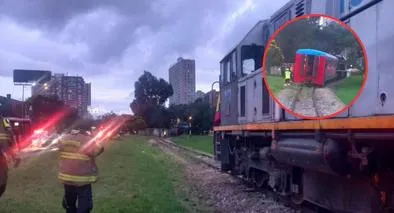 Así quedó el tren de la Sabana, luego de descarrilarse en la calle 63 con carrera 30 de Bogotá