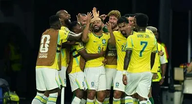 Brasil celebrando uno de los goles contra Escocia, en la victoria 3-0 por el grupo C del Mundial 2026