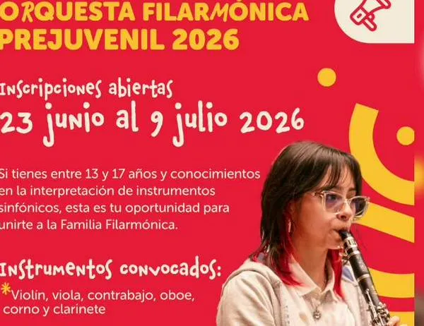 Abiertas las inscripciones para la Orquesta Filarmónica de Bogotá Prejuvenil en el segundo semestre de 2026: hasta el 9 de julio 