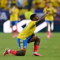 Jhon Arias celebrando su gol en el partido de Colombia vs. Ghana por el Mundial 2026