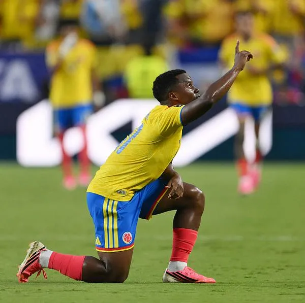 Jhon Arias celebrando su gol en el partido de Colombia vs. Ghana por el Mundial 2026