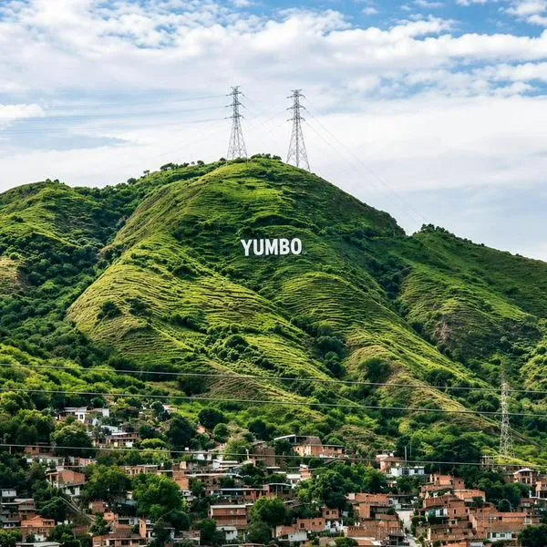 Pueblo colombiano con letrero de Hollywood: turismo Yumbo Valle del Cauca