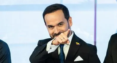 BOGOTA, COLOMBIA - JUNE 25: President-elect of Colombia, Abelardo de la Espriella, gestures during an event to certify him as the new president of Colombia at Corferias Bogota on June 25, 2026 in Bogota, Colombia. (Photo by Diego Cuevas/Getty Images)