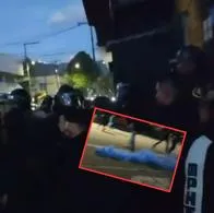 Momentos de los disturbios en Bogotá, durante una protesta de unos escoltas en la sede de la UNP