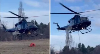 Momento del despegue del helicóptero que se accidentó en San Juan, Argentina, y dejó 7 fallecidos