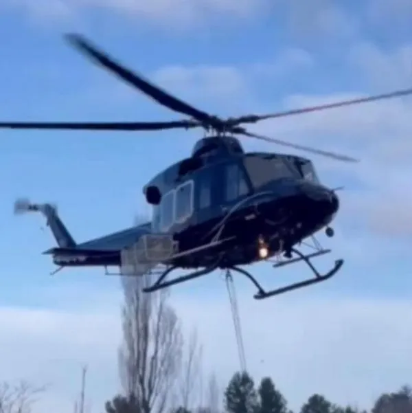 Momento del despegue del helicóptero que se accidentó en San Juan, Argentina, y dejó 7 fallecidos