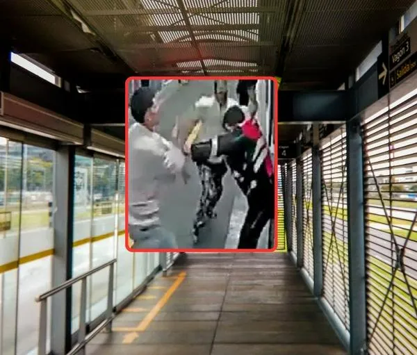 Colados golpearon a guarda de Transmilenio: video de qué fue lo que pasó