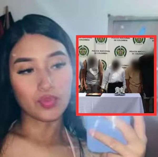 María Camila Potosí, la joven embarazada de 21 años asesinada en Cali. En recuadro, los presuntos responsables capturados