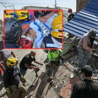 Imagen del rescate de una mujer de escombros en Cali