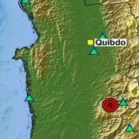 Temblor de magnitud 2.8 en Palmar (Chocó) en la noche de este lunes 10082026
