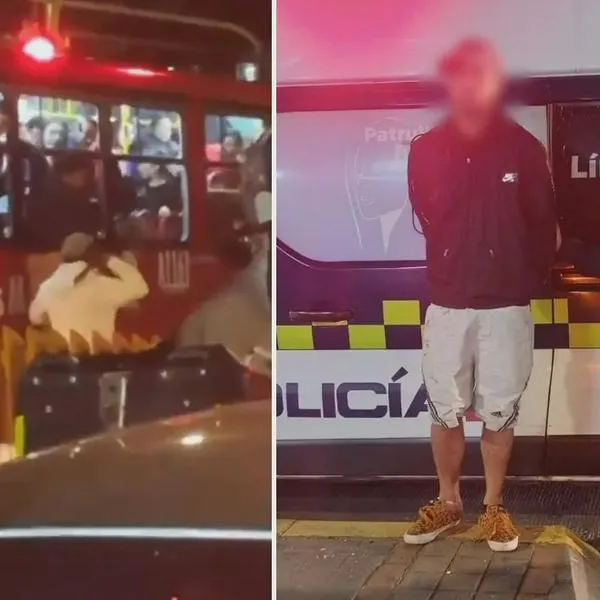 Publican video de ladrón que quedó colgando de un bus de Transmilenio