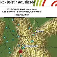Reportan temblor de magnitud 5,1 en Los Santos, Santander