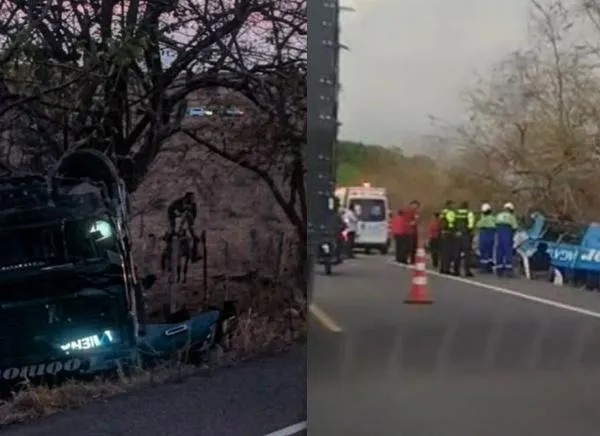 Dos muertos y 15 heridos deja volcamiento de bus en el Tolima