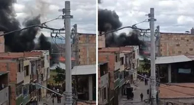 Imágenes del incendio en una bodega de Bosa, sur de Bogotá
