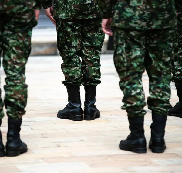 Soldiers who received honors during the honors ceremony to soldiers and indigenous who helped the rescue of the children missing during the 'Operacion Esperanza', in Bogota, Colombia, June 26, 2023. (Photo by Sebastian Barros/NurPhoto via Getty Images)