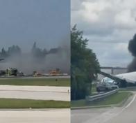 VIDEO | Avión de carga se salió de la pista y se incendio en el aeropuerto de Miami