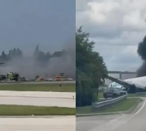VIDEO | Avión de carga se salió de la pista y se incendio en el aeropuerto de Miami