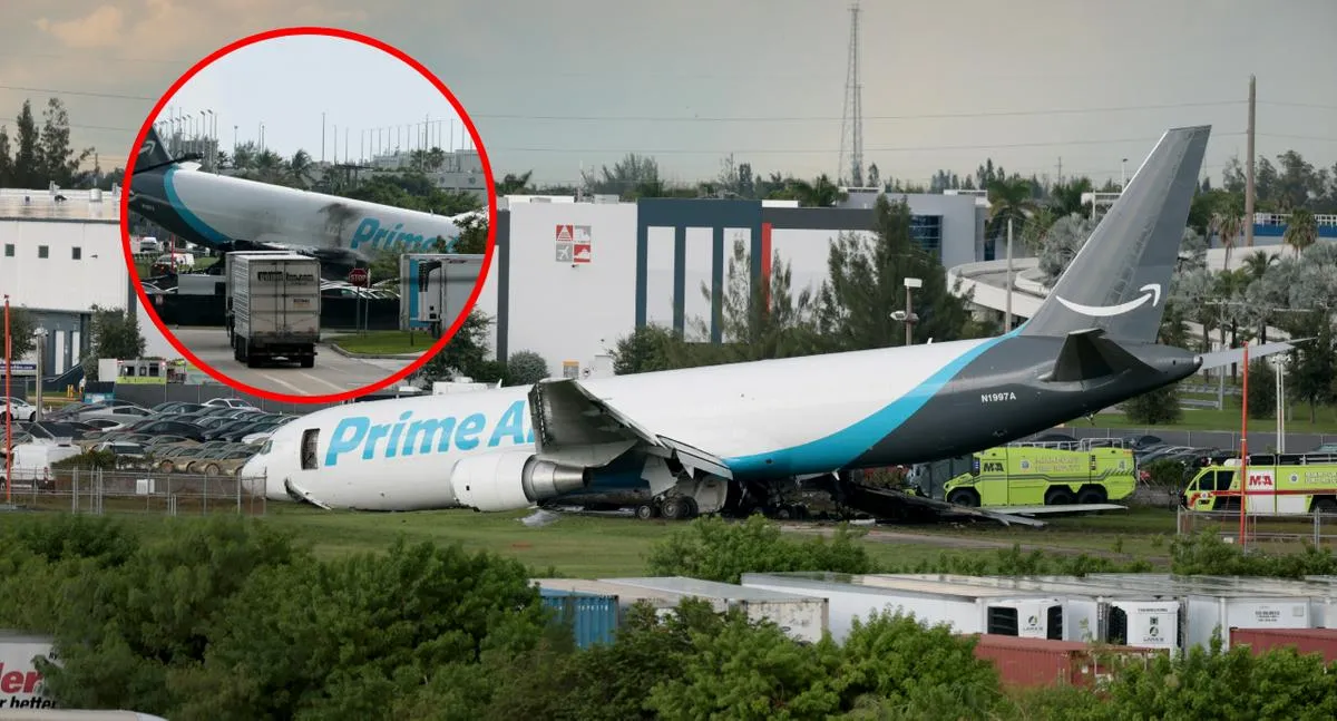Video del accidente de avión de Amazon en el aeropuerto de Miami hoy domingo